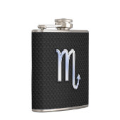 Silver Scorpio Zodiac Sign zwarte slangenhuid Heupfles (Rechts)