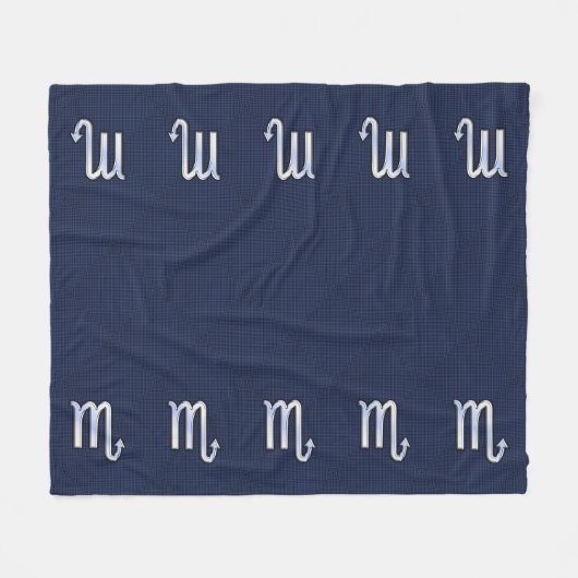Silver Scorpio Zodiac Symbol Navy Carbon Fiber Fleece Deken (Voorkant (Horizontaal))