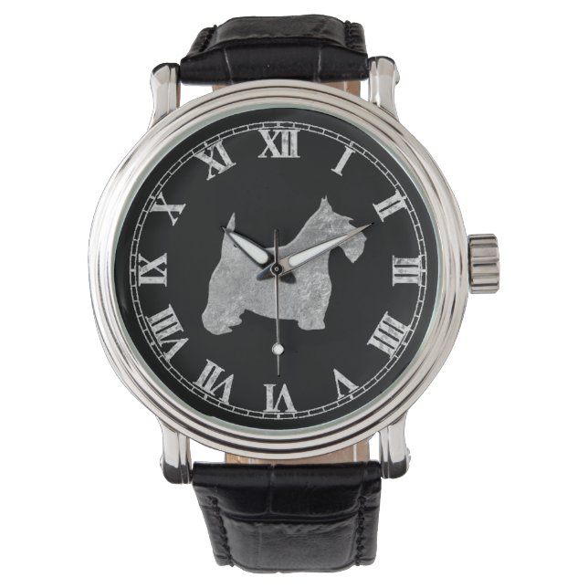 Silver Scottie Uw Achtergrond Horloge (Voorkant)