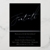 Silver Script 40th Birthday Party Silver Folie Uitnodiging (Voorkant)