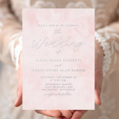 Silver Script Blush Waterverf Wash Wedding Folie Uitnodiging
