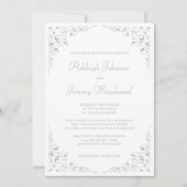 Silver Script Botanische Lijst QR Code Wedding Kaart (Voorkant)