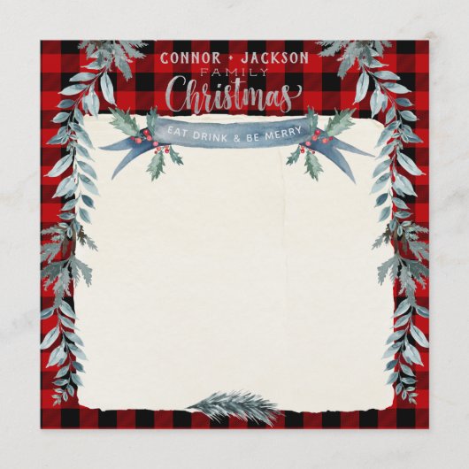 Silver Script Buffalo met blank kerstdiner Menu (Voorkant)