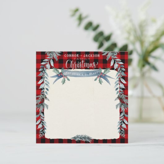 Silver Script Buffalo met blank kerstdiner Menu (Staand voorkant)
