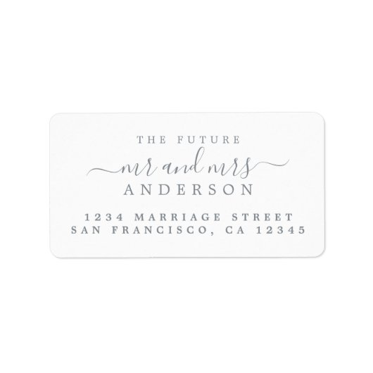Silver Script Future Mr Mrs Return Address Etiket (Voorkant)