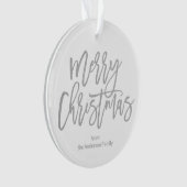 Silver Script Merry Kerstserie Foto Ornament (voorkant)