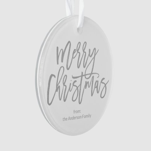Silver Script Merry Kerstserie Foto Ornament (voorkant)