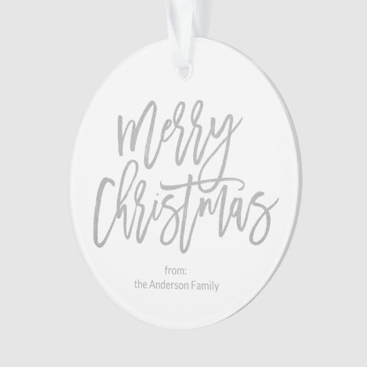 Silver Script Merry Kerstserie Foto Ornament (voorkant)
