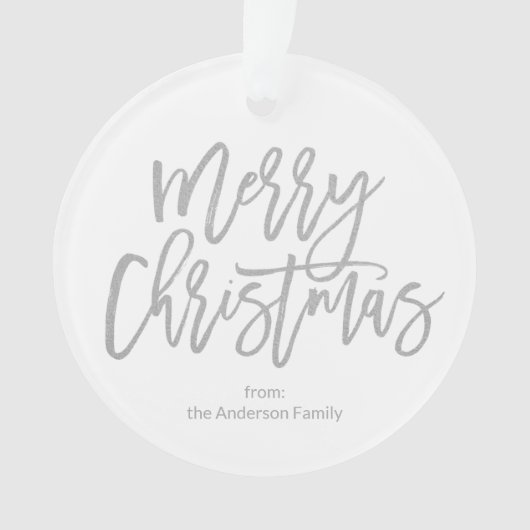 Silver Script Merry Kerstserie Foto Ornament (voorkant)
