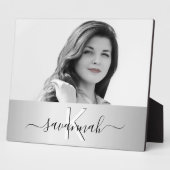 Silver script monogram foto fotoplaat (Zijkant)