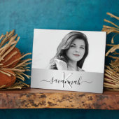 Silver script monogram foto fotoplaat (Zijkant)