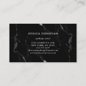 Silver Script op zwarte marmer | Makeup Visitekaartje (Achterkant)