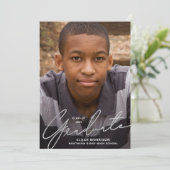 Silver Script Overlay Photo Graduparty Kaart (Staand voorkant)