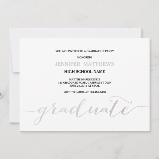 Silver Script Photo Collage | afstudeerfeest Kaart (Achterkant)