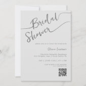 Silver Script QR-Vrijgezellenfeest Uitnodigen Kaart (Voorkant)