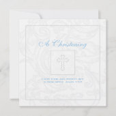 Silver Scroll Boy Christening Uitnodiging (Voorkant)