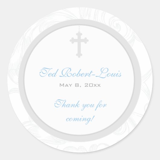 Silver Scroll Cross Address Label/Favor Sticker (Voorkant)
