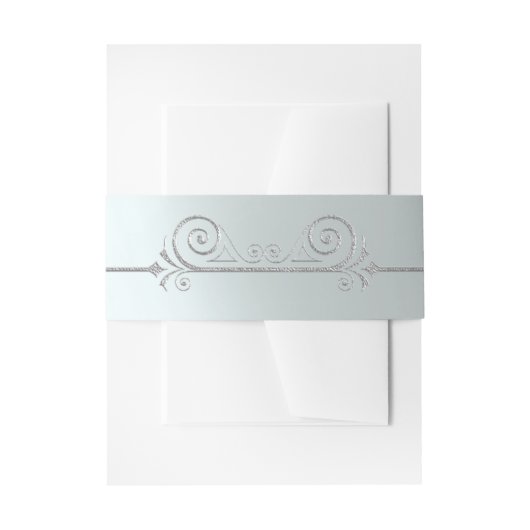 Silver Scroll Design on Silver Uitnodigingen Wikkel (Voorkant Voorbeeld)