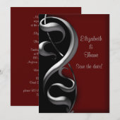 Silver Scroll Modern Gothic Wedding Save The Date (Voorkant / Achterkant)