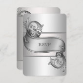 Silver Scroll RSVP-kaarten RSVP Kaartje (Voorkant / Achterkant)