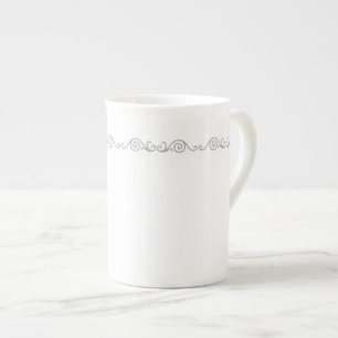 Silver Scroll Work Specialty-Mok Porselein Kop