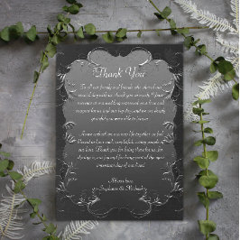 Silver Scrolls  Grey Wedding Dank u Bedankkaart