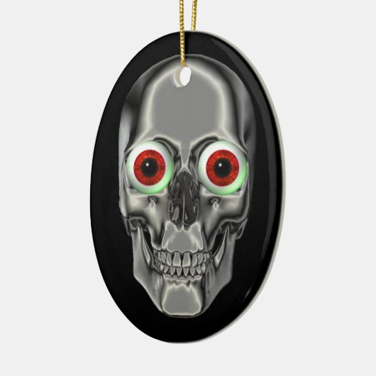 Silver Scull Red Eyeball Fantasy Ornament (Links)