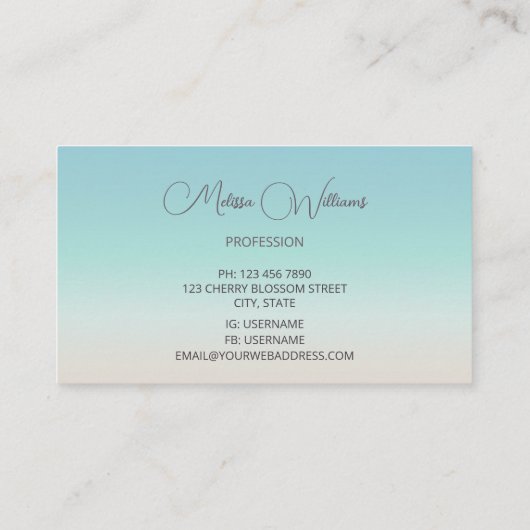 Silver Sea Turtle | Coastal Q Visitekaartje (Achterkant)