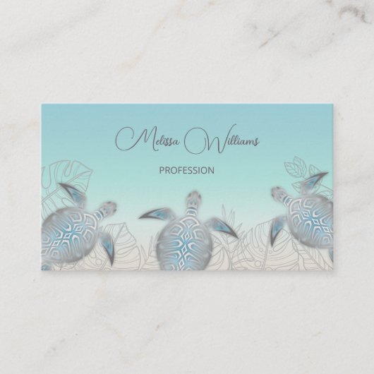 Silver Sea Turtle | Coastal Q Visitekaartje (Voorkant)