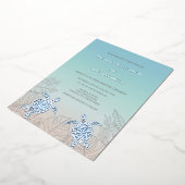 Silver Sea Turtles Turquoise | Beach Wedding Folie Uitnodiging (Gedraaid)