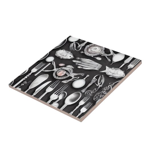 Silver Seafood Tegeltje (Zijkant)