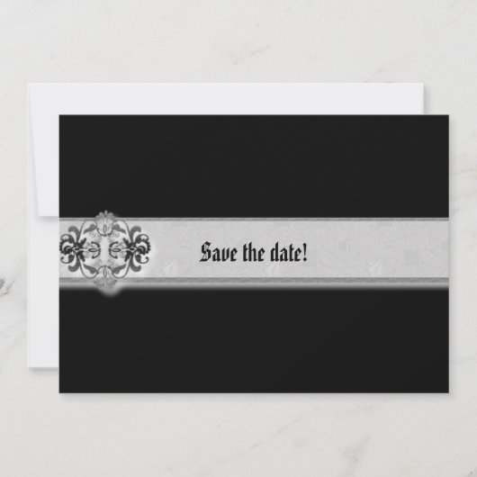 Silver Seal Ribbon Gothic Save The Date (Voorkant)