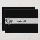Silver Seal Ribbon Gothic Save The Date (Voorkant / Achterkant)