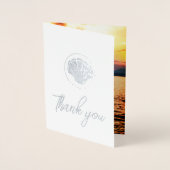 Silver seashell - Dank u wel, voeg je trouwfoto to Folie Kaarten (Voorkant)