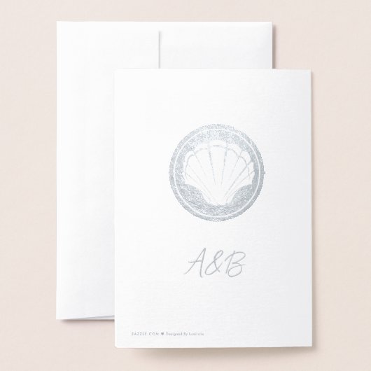 Silver seashell - Dank u wel, voeg je trouwfoto to Folie Kaarten (Met envelop)
