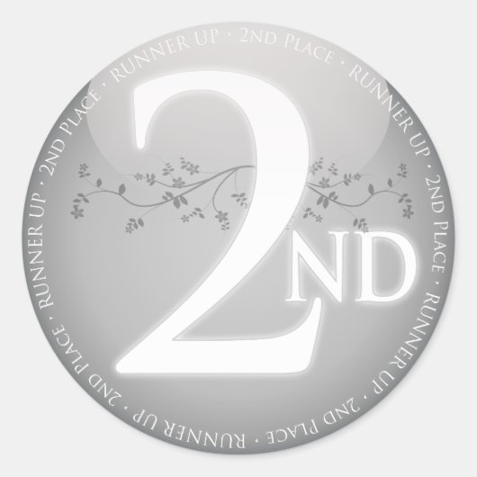 Silver Second Place (2e) Award Ronde Sticker (Voorkant)
