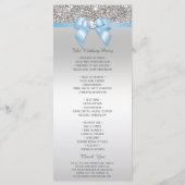 Silver Sequin Baby Blue Bow Wedding Programma Programmakaart (Achterkant)