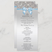 Silver Sequin Baby Blue Bow Wedding Programma Programmakaart (Voorkant / Achterkant)