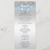 Silver Sequin Baby Blue Bow Wedding Programma Programmakaart (Voorkant)