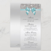 Silver Sequin Blauwgroen Bow Wedding Collectie Men Menu (Voorkant / Achterkant)