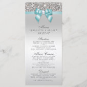 Silver Sequin Blauwgroen Bow Wedding Collectie Men Menu (Voorkant)