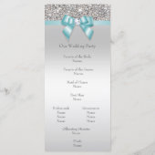 Silver Sequin Blauwgroen Bow Wedding Programma Programmakaart (Achterkant)