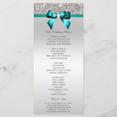 Silver Sequin Blauwgroen Diamond Bow Wedding Progr Programmakaart (Achterkant)