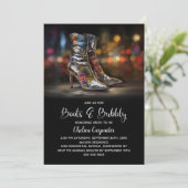 Silver Sequin Boots and Bubbly Bridal Shower Kaart (Staand voorkant)