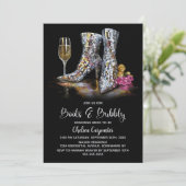 Silver Sequin Boots and Bubbly Bridal Shower Kaart (Staand voorkant)