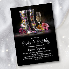 Silver Sequin Boots and Bubbly Bridal Shower Kaart
