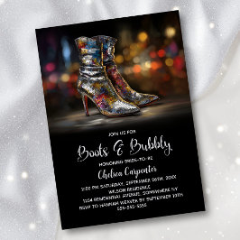 Silver Sequin Boots and Bubbly Bridal Shower Kaart