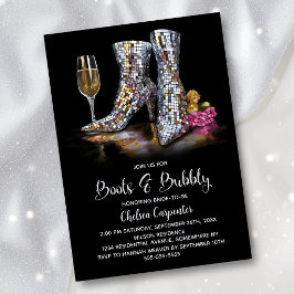 Silver Sequin Boots and Bubbly Bridal Shower Kaart