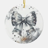 Silver Sequin Bow Glam Radiance Keramisch Ornament (Voorkant)