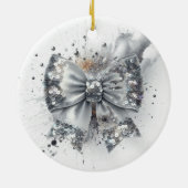 Silver Sequin Bow Glam Radiance Keramisch Ornament (Achterkant)